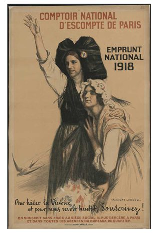 Representation of Alsace and Lorraine symbolised by two women in regional costume