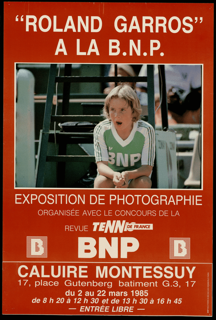 Roland Garros at the BNP. Exhibition organized with the support of La revue Tennis de France 1985 - BNP Paribas Historical Archives