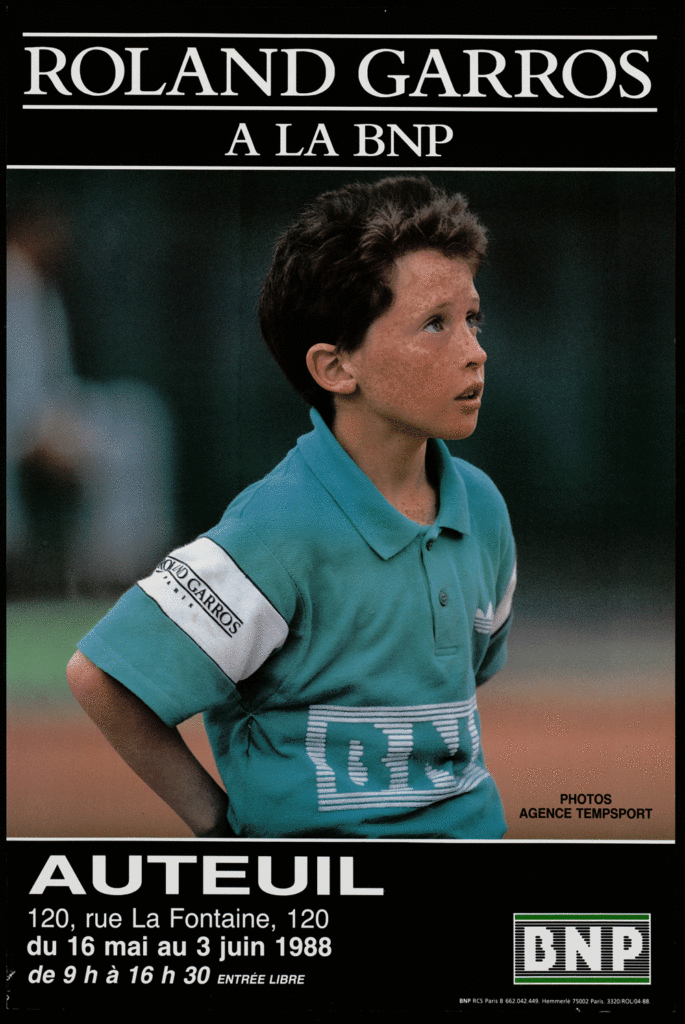 Poster dedicated to the exhibition Roland Garros at the BNP in Paris Auteuil, 1988 - BNP Paribas Historical Archives
