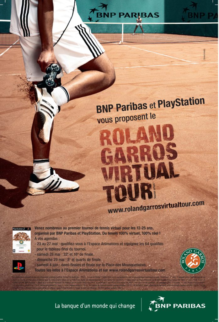 BNP Paribas et PlayStation, Affiche du Roland Garros Virtual Tour -Archives historiques BNP Paribas - Cote5AF25
