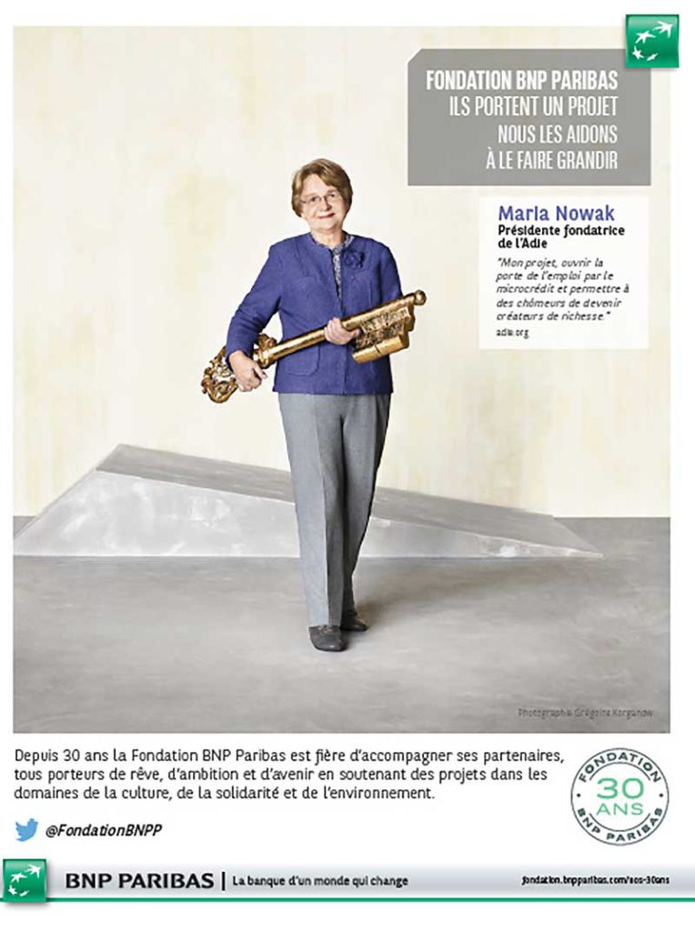 Poster of the BNP Paribas Foundation's 30-year communication campaign, Maria Nowak, 2014. BNP Paribas Archives & History with reference 5AF1313.