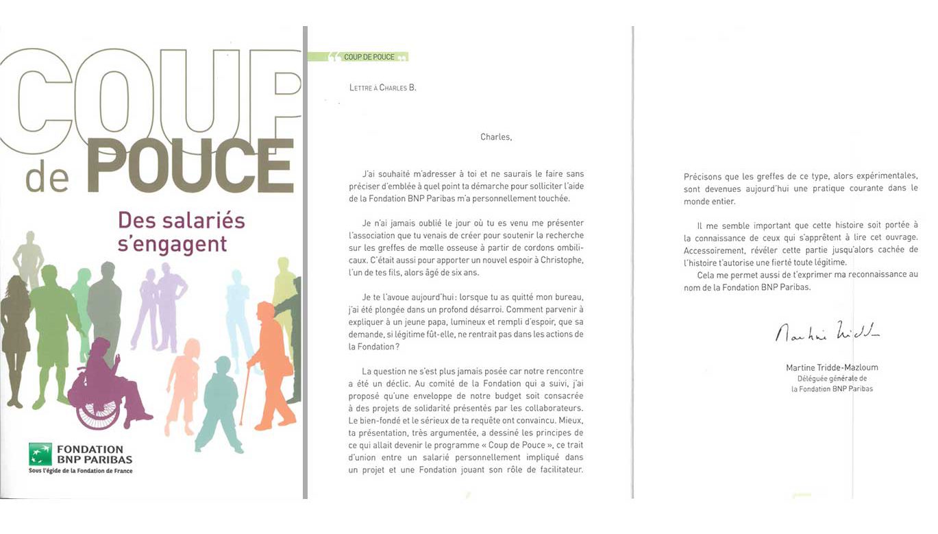 Cover of the 2009 "Coup de Pouce" book, introduction by Martine Tridde-Mazloum. Archives and History BNP Paribas.