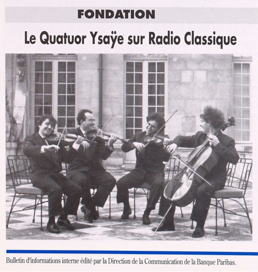The Ysaÿe Quarte, 3 cellos and 1 violin, plays at the Orangerie, the headquarters of Paribas.