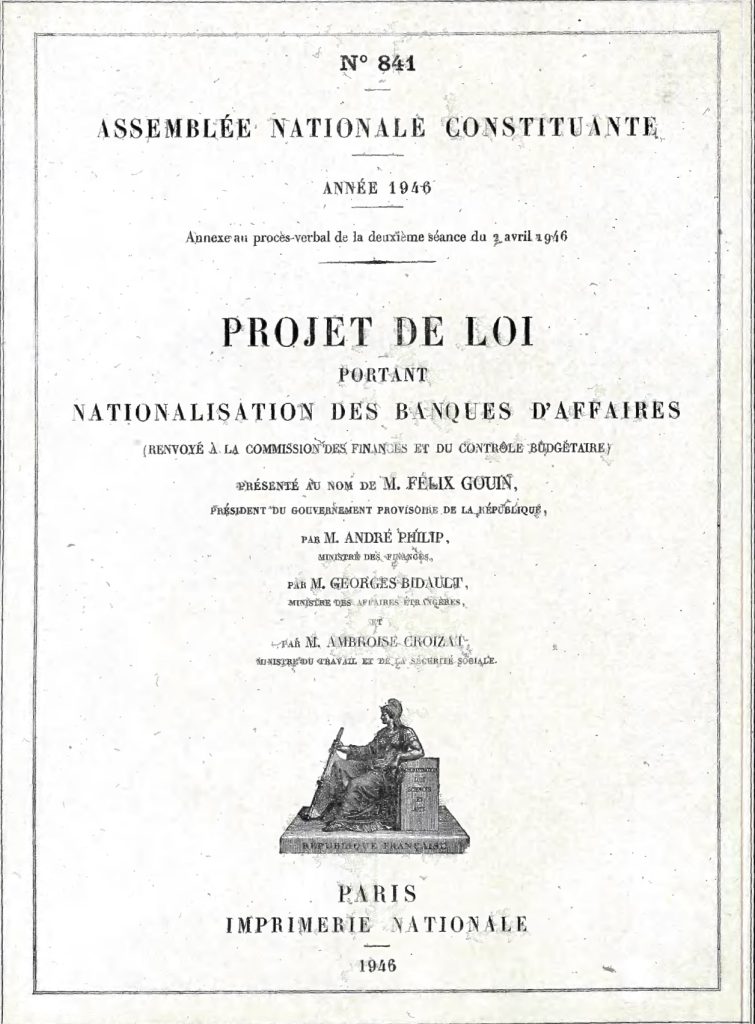 Draft law on Nationalisation
- Archives & History BNP Paribas, 3AH389