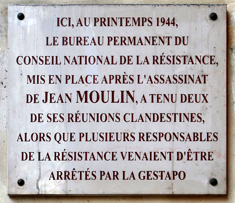 Plaque commémorative du 182 Rue de Rivoli - photo personnelle