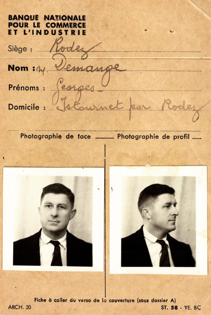 BNCI personnel identification card with Georges Demange - Archives & History - AH00002646