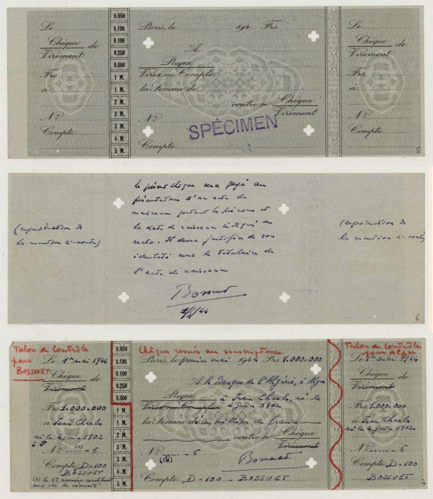 Three-part Cheque - Archives Nationales Collections ref.