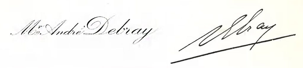 Signature of André Debray - Association pour l'Histoire de BNP Paribas Archives